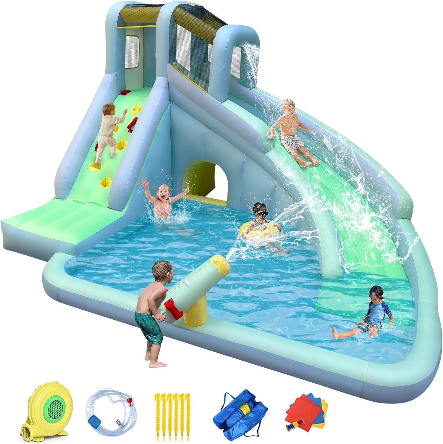 Kids Outdoor Bounce House - منزلق مائي قابل للنفخ للأطفال 6
