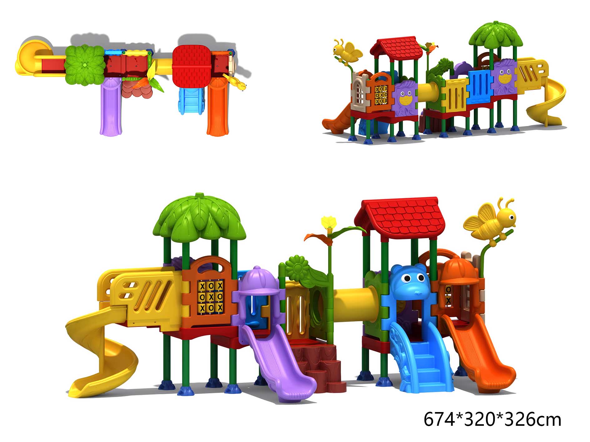 Kids Outdoor Slide Set - مجموعات مسرح ملعب للأطفال منزلقًا للمدرسة