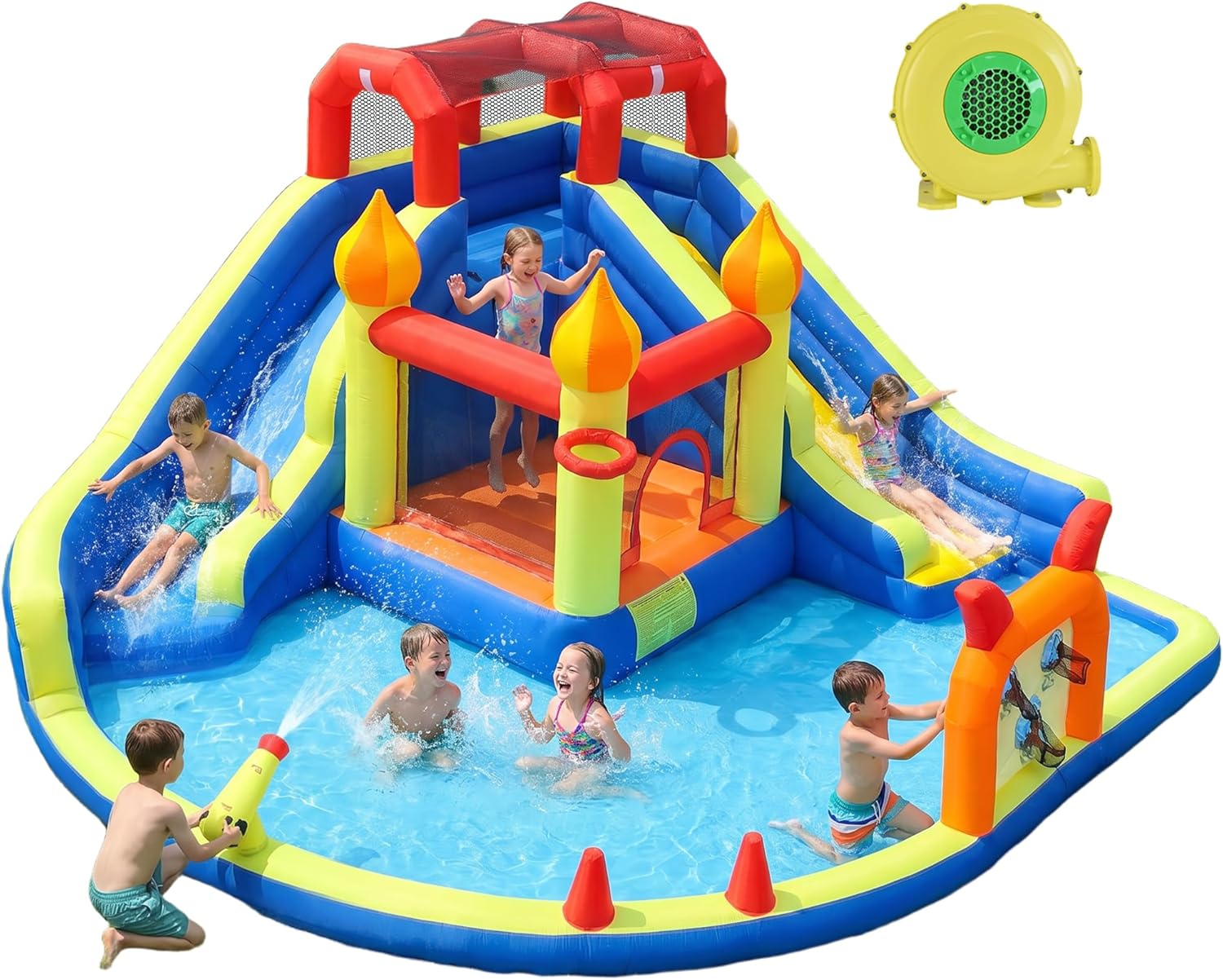 Kids Outdoor Inflatable - قلعة قفز للأطفال مع منزلقين مائيين