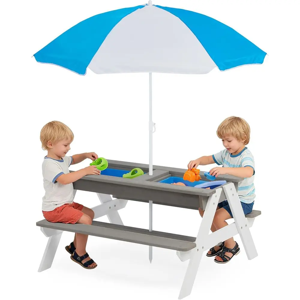 Kids Outdoor Play Table - طاولة نزهة خشبية قابلة للتحويل 3