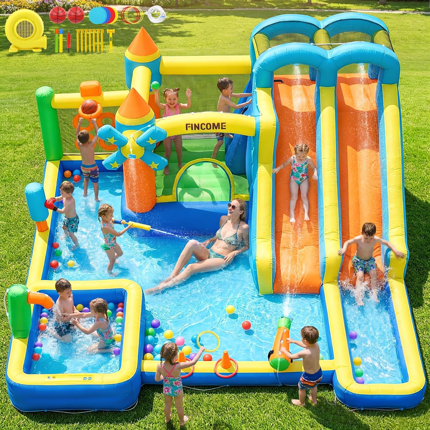 Kids Outdoor Inflatable - قلعة قابلة للنفخ 10 في 1