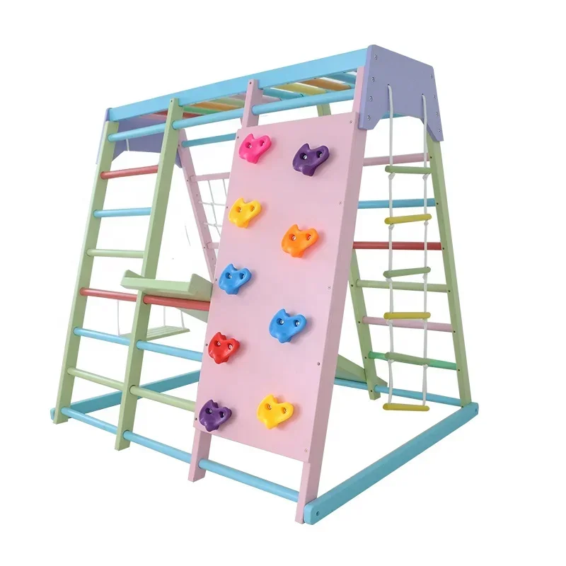Kids Outdoor Slide Set - مجموعة ألعاب تسلق خشبية للأطفال للاستخدام