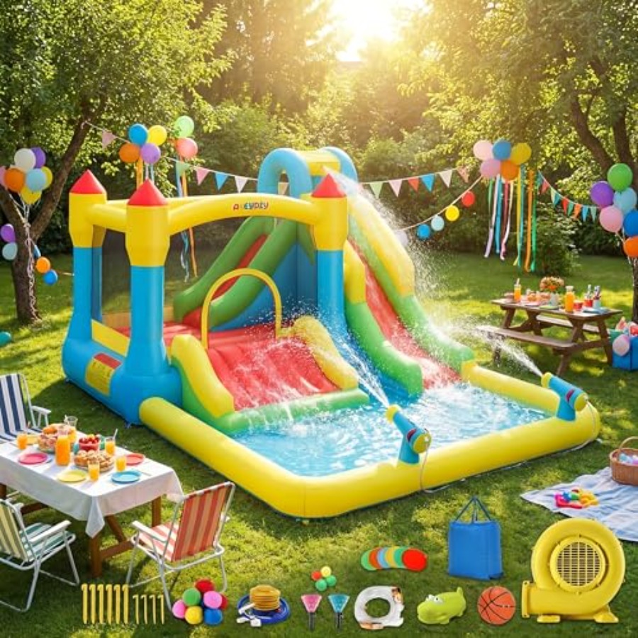 منزلق مائي قابل للنفخ للأطفال  - مراجعة Kids Outdoor Bounce House وسعره