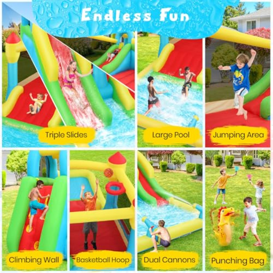 منزلق مائي قابل للنفخ للأطفال  - مراجعة Kids Outdoor Bounce House وسعره