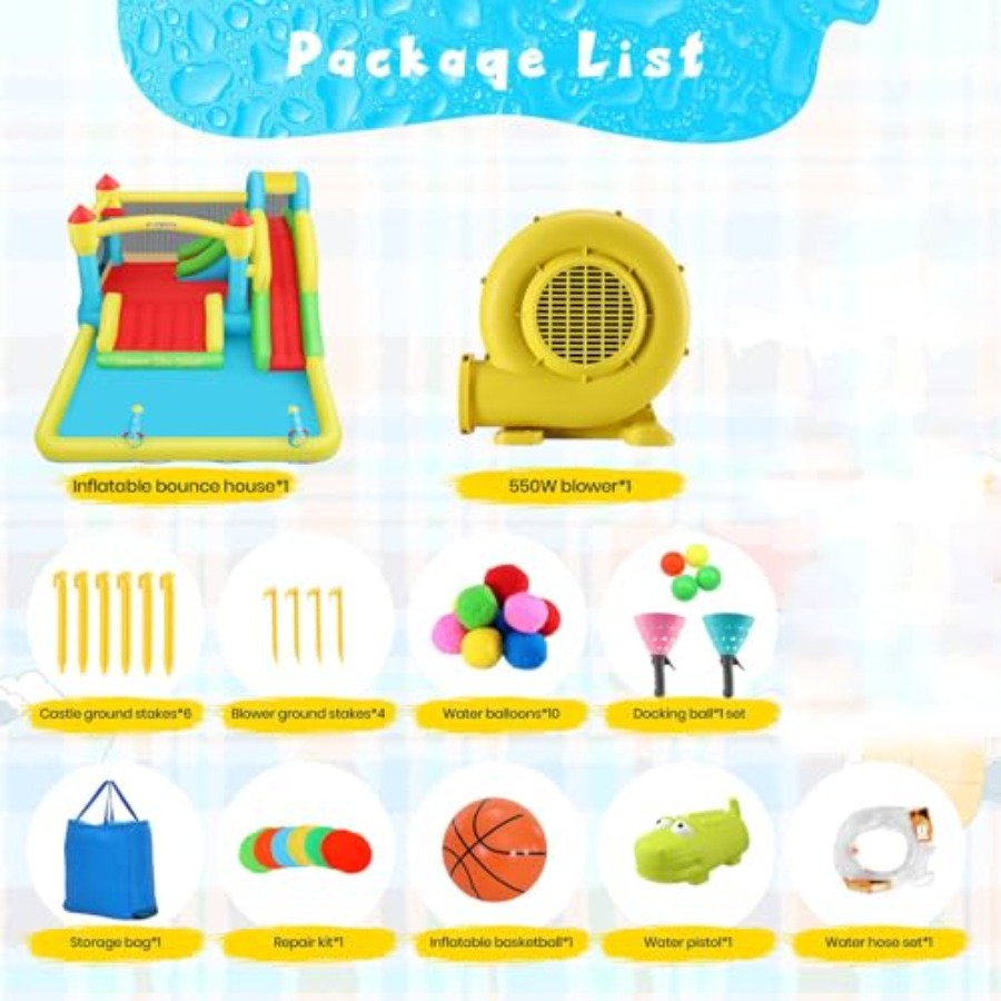 منزلق مائي قابل للنفخ للأطفال  - مراجعة Kids Outdoor Bounce House وسعره