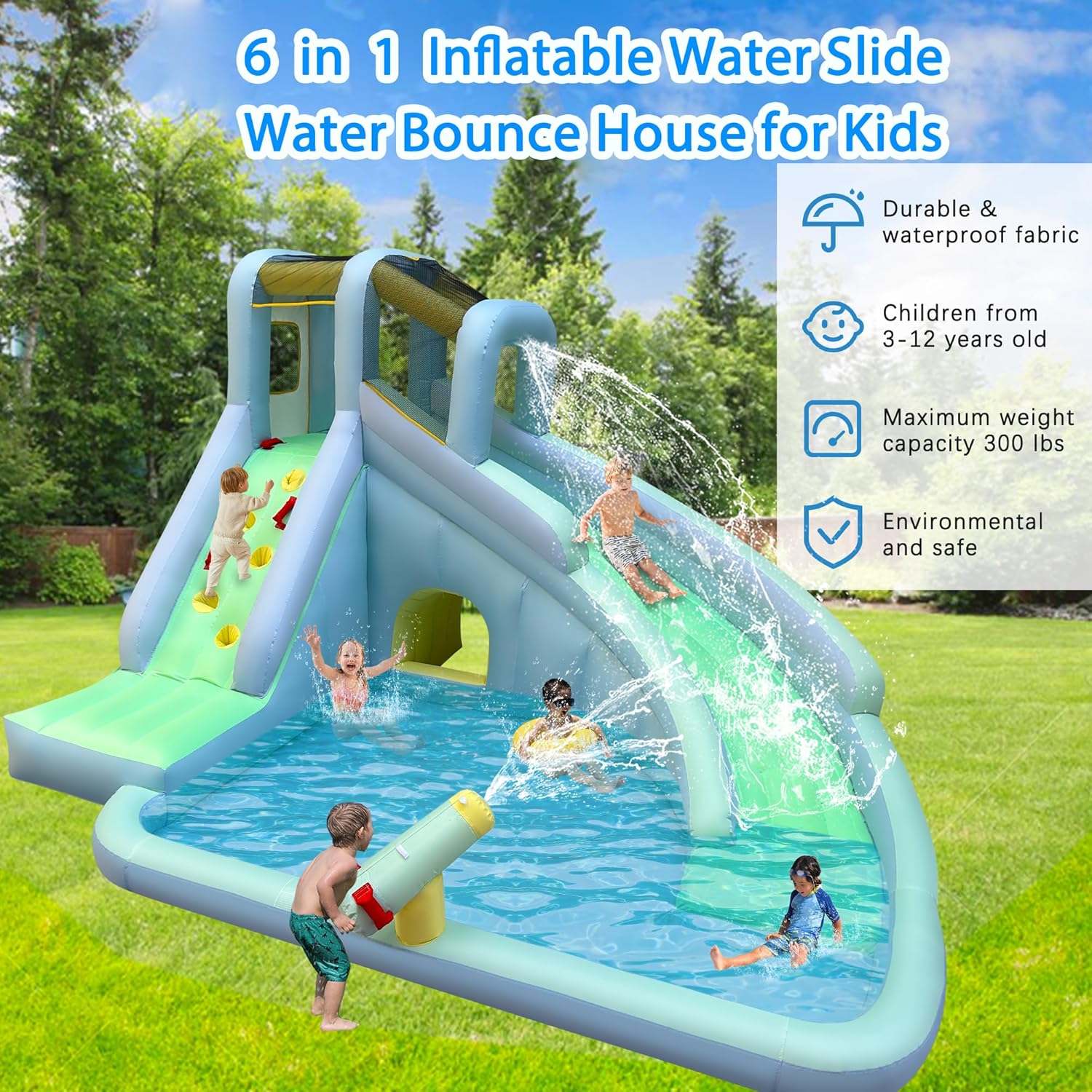 منزلق مائي قابل للنفخ للأطفال  - مراجعة Kids Outdoor Bounce House وسعره