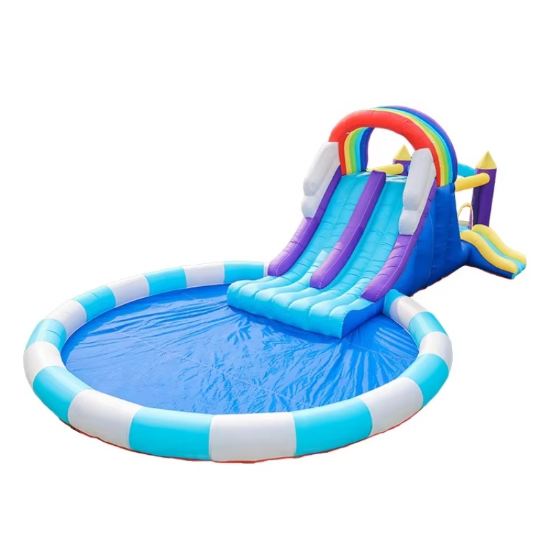 زحليقة مائية قوس قزح عملاقة قا - مراجعة Kids Outdoor Inflatable وسعره