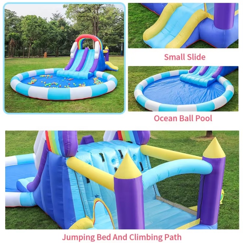 زحليقة مائية قوس قزح عملاقة قا - مراجعة Kids Outdoor Inflatable وسعره