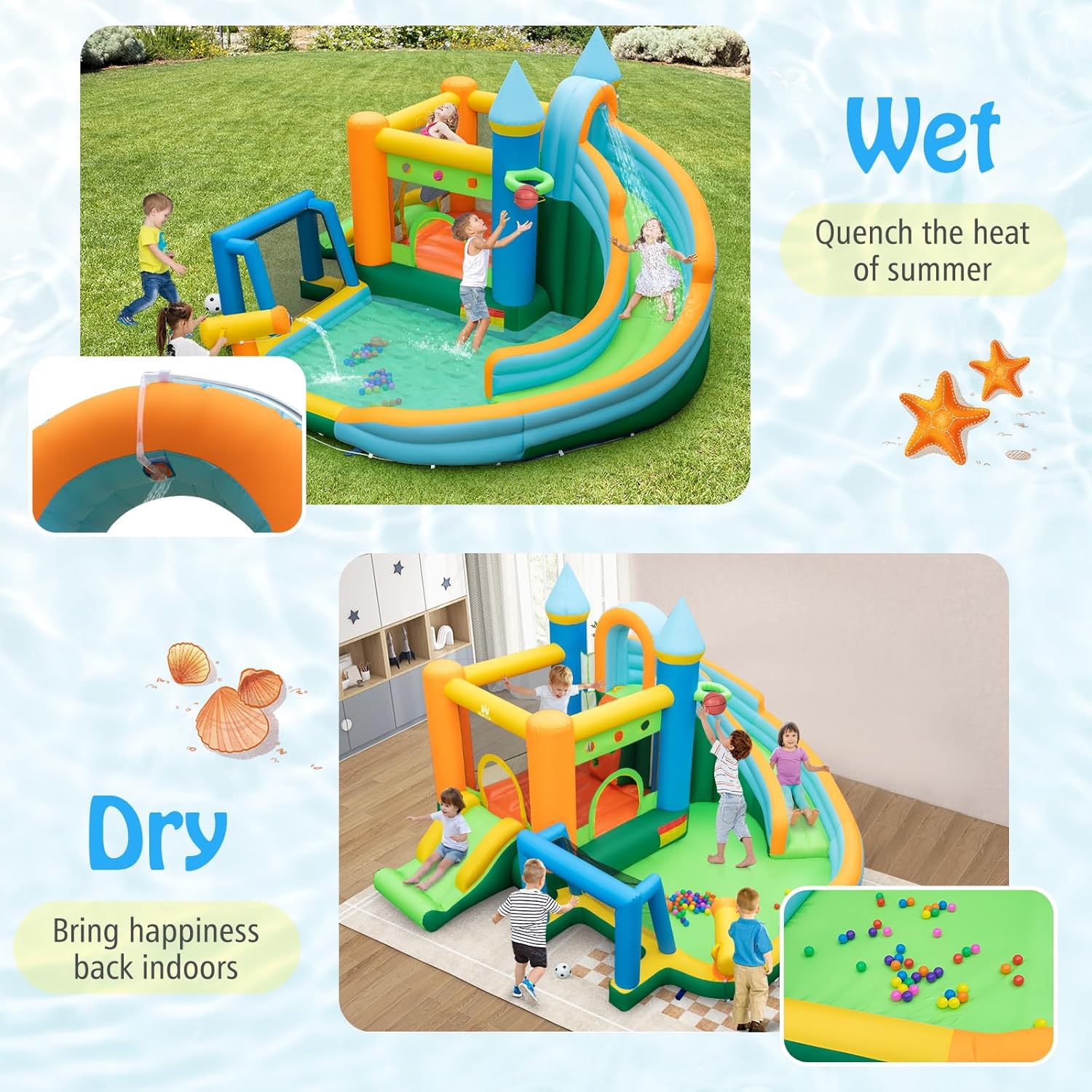 قلعة نطاطية مائية قابلة للنفخ  - مراجعة Kids Outdoor Inflatable وسعره