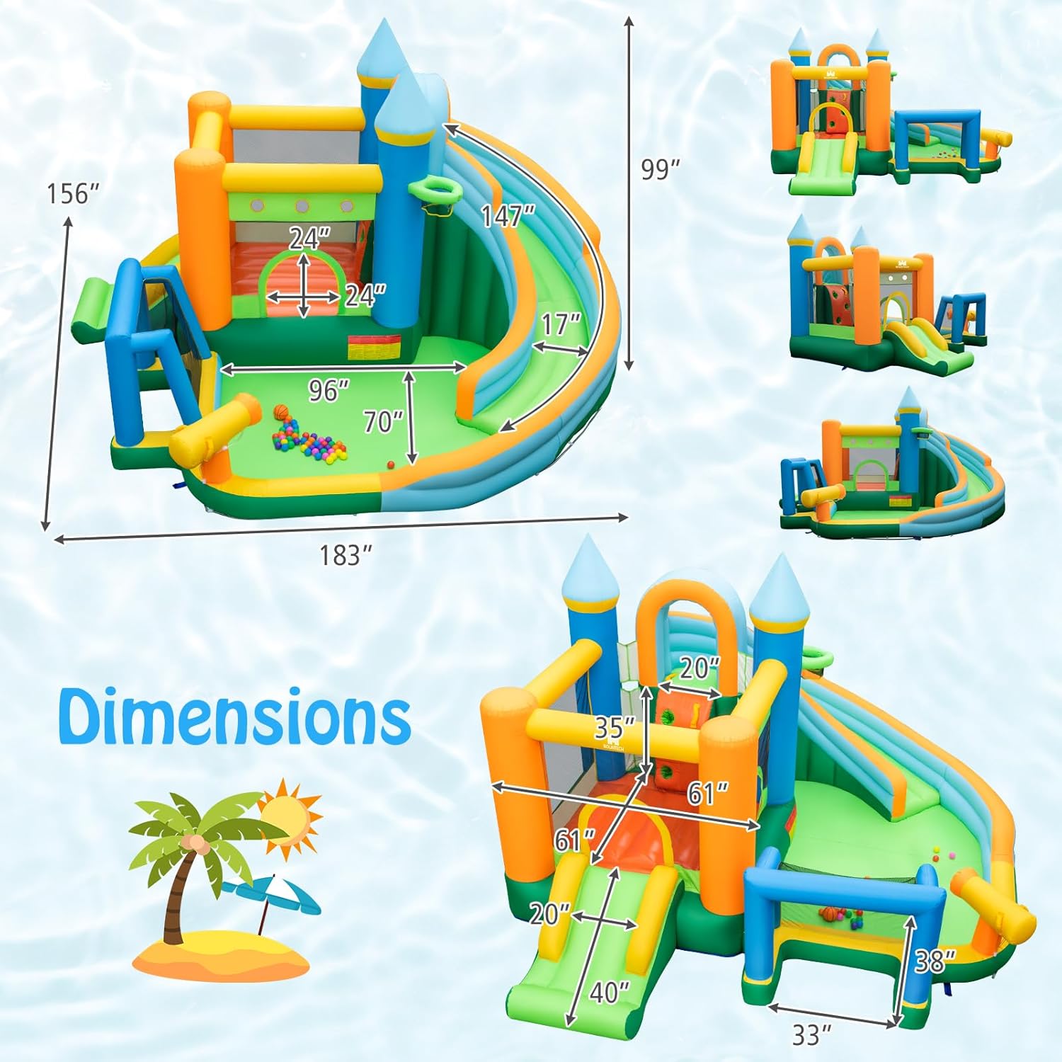 قلعة نطاطية مائية قابلة للنفخ  - مراجعة Kids Outdoor Inflatable وسعره