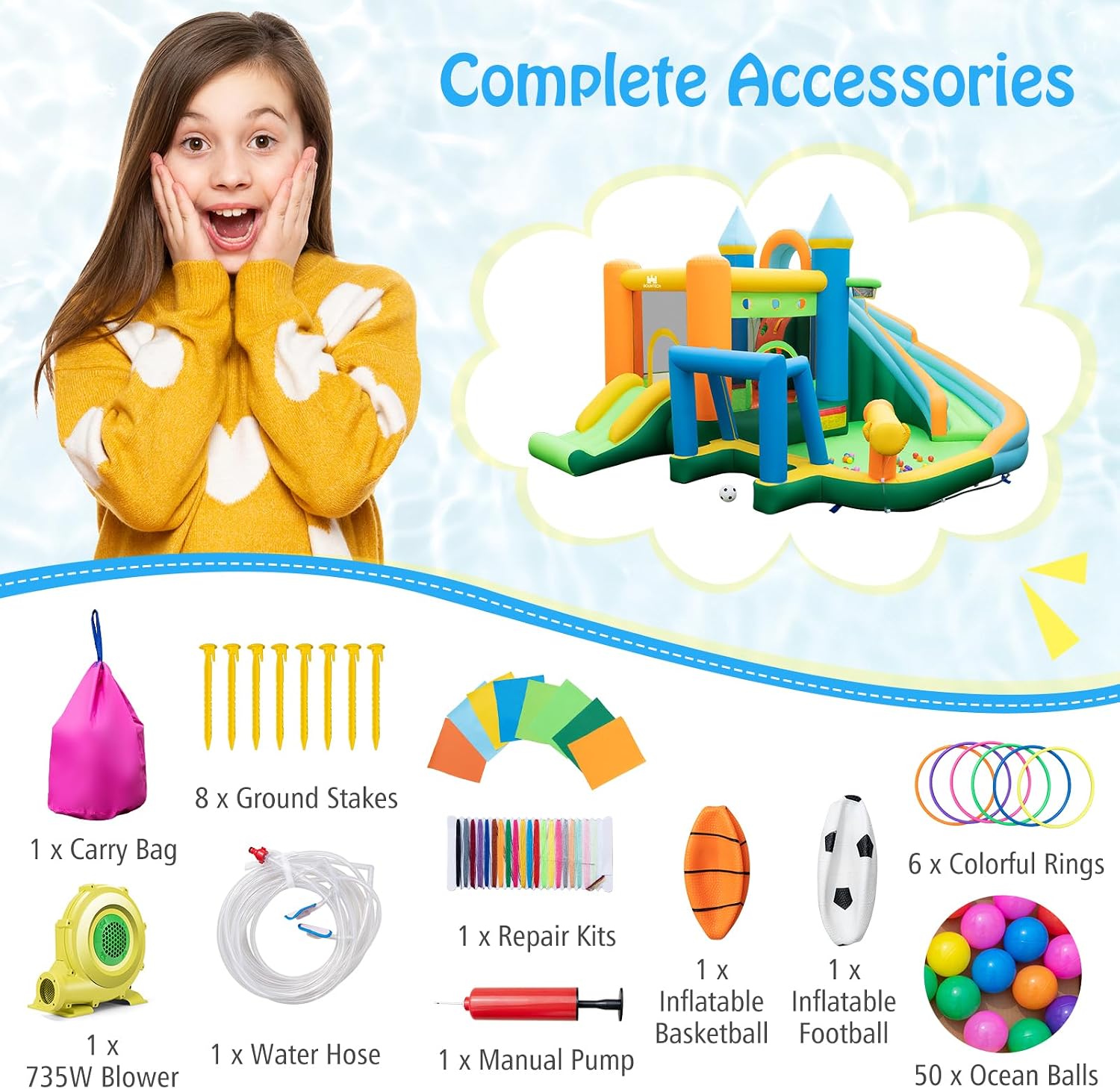 قلعة نطاطية مائية قابلة للنفخ  - مراجعة Kids Outdoor Inflatable وسعره