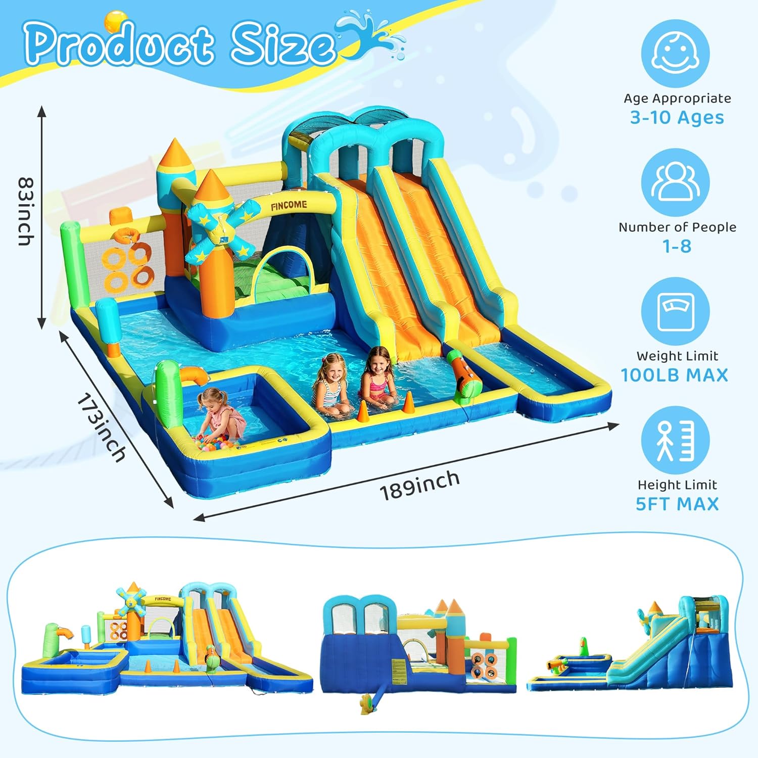 قلعة قابلة للنفخ 10 في 1 مع زح - مراجعة Kids Outdoor Inflatable وسعره