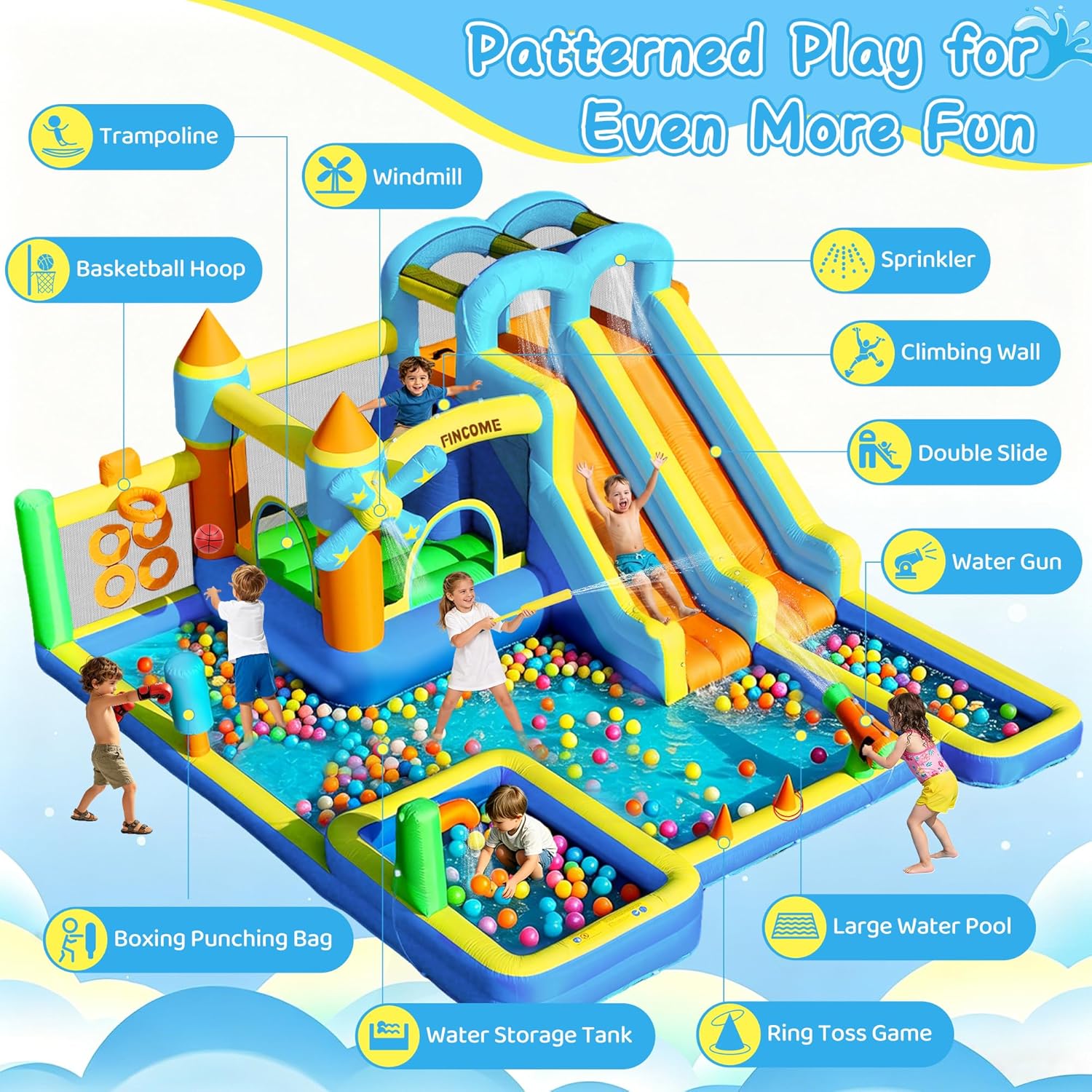 قلعة قابلة للنفخ 10 في 1 مع زح - مراجعة Kids Outdoor Inflatable وسعره
