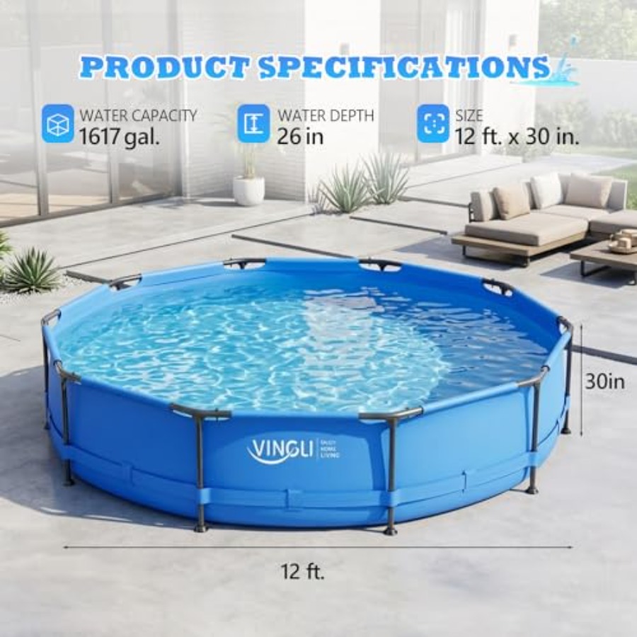 مسبح خارجي محمول بإطار معدني،  - مراجعة Kids Outdoor Frame وسعره