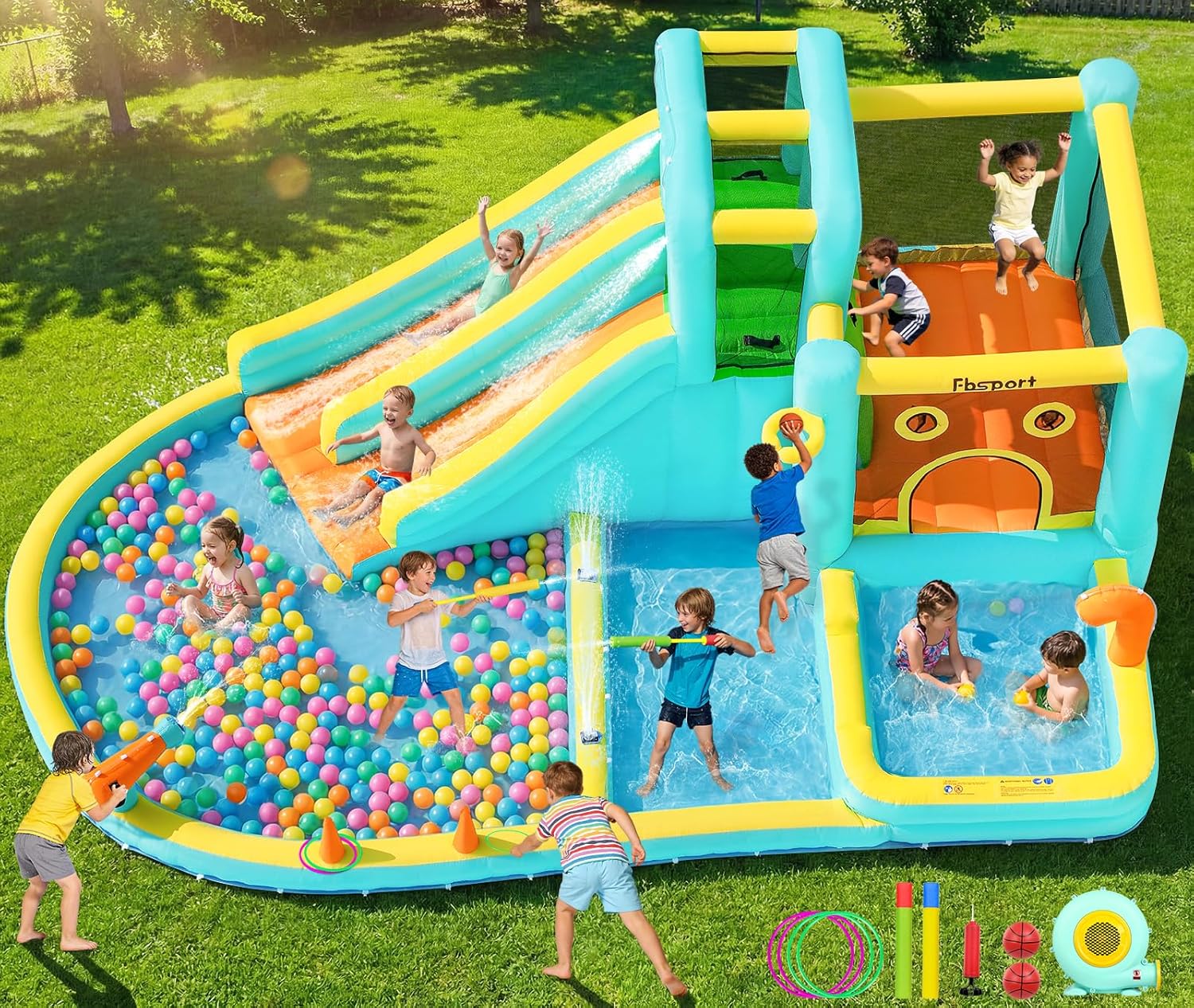 قلعة مائية قابلة للنفخ بزحليقة - مراجعة Kids Outdoor Inflatable وسعره