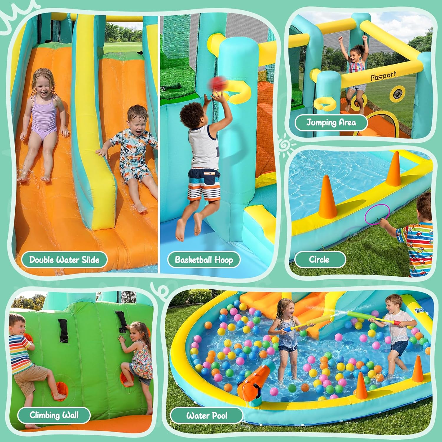 قلعة مائية قابلة للنفخ بزحليقة - مراجعة Kids Outdoor Inflatable وسعره