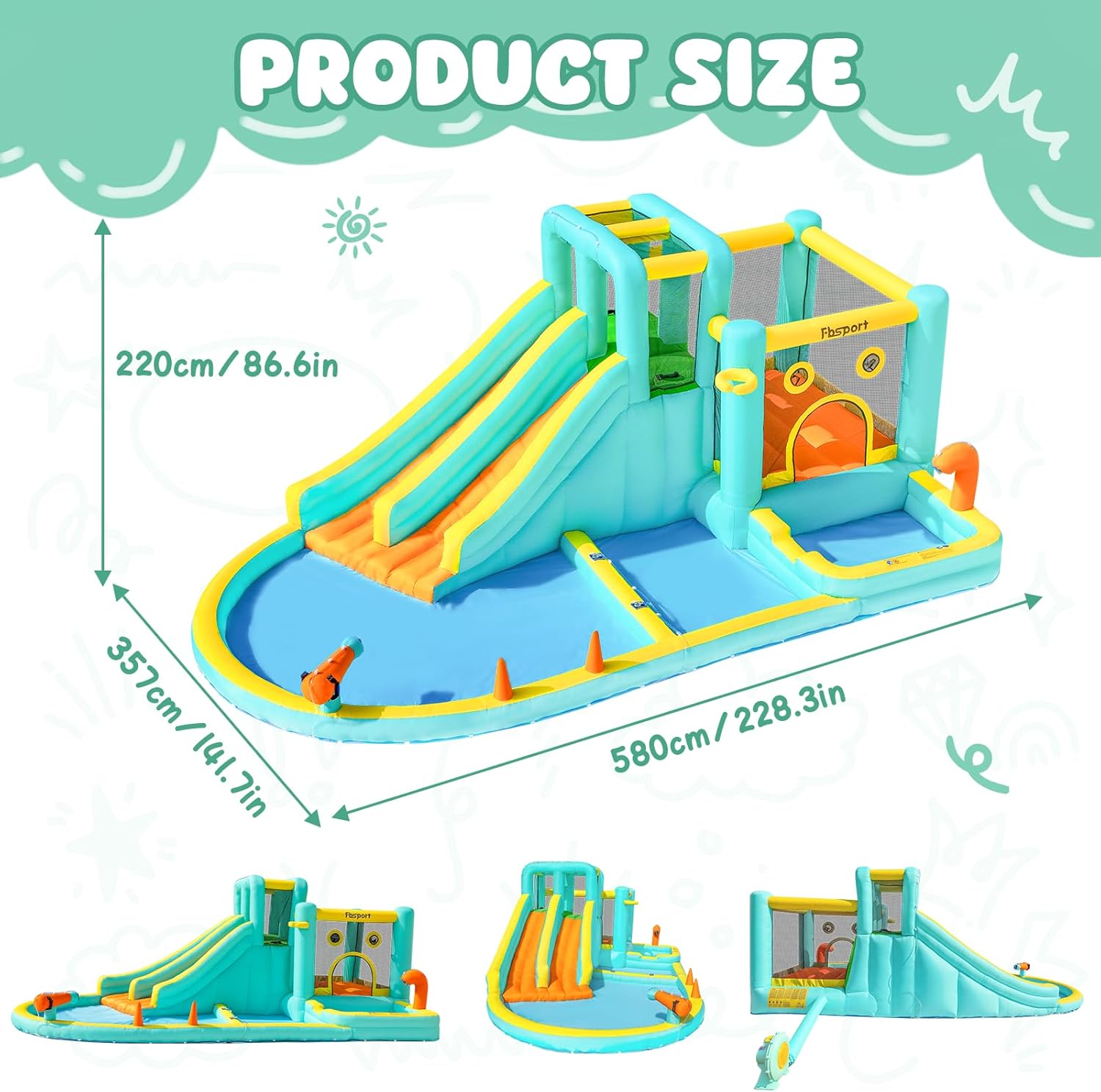 قلعة مائية قابلة للنفخ بزحليقة - مراجعة Kids Outdoor Inflatable وسعره