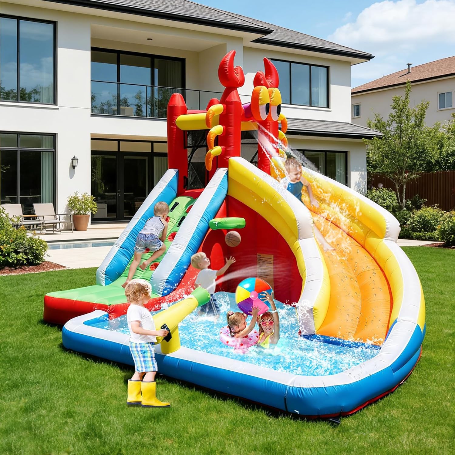 منزل قفز قابل للنفخ كبير الحجم - مراجعة Kids Outdoor Bounce House وسعره