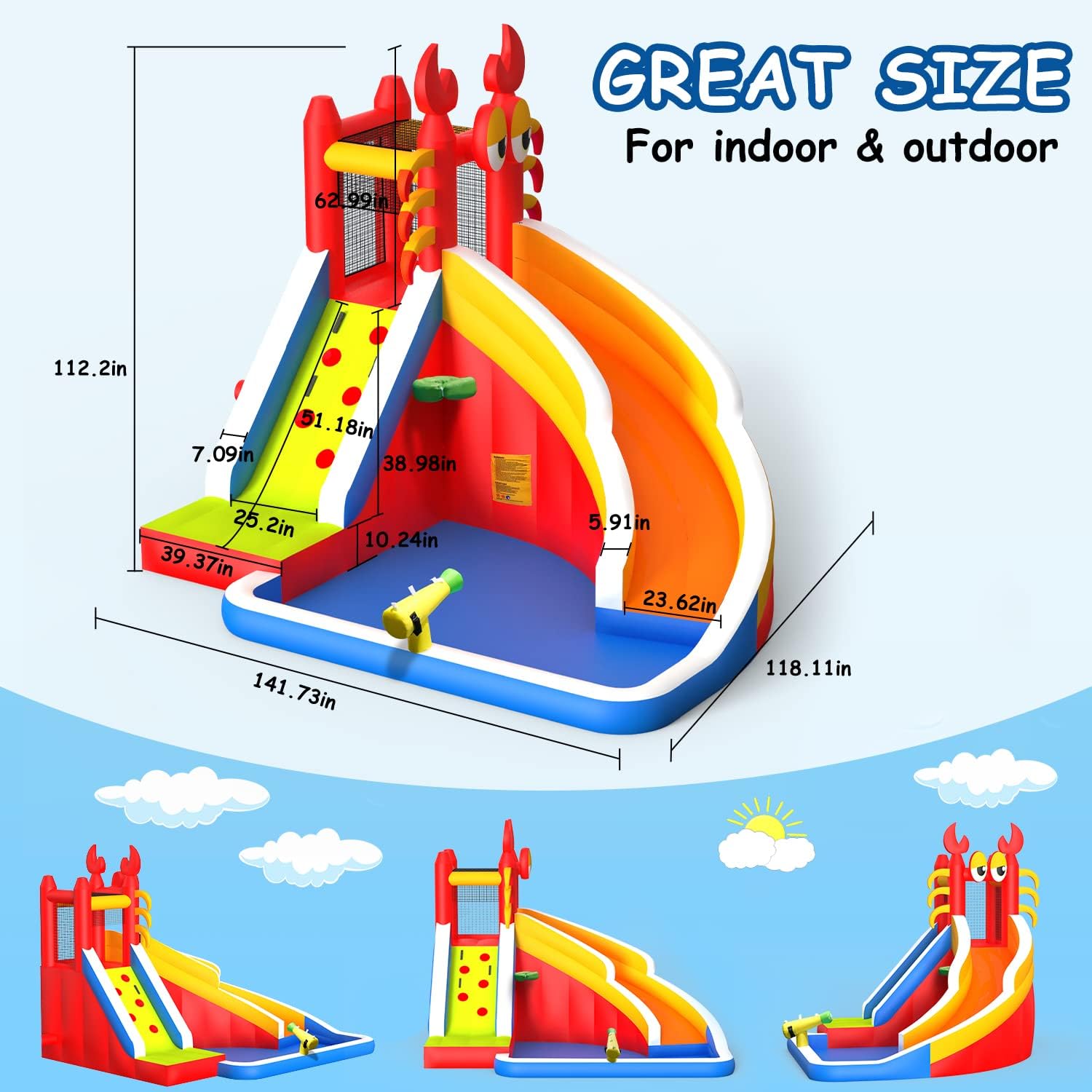 منزل قفز قابل للنفخ كبير الحجم - مراجعة Kids Outdoor Bounce House وسعره