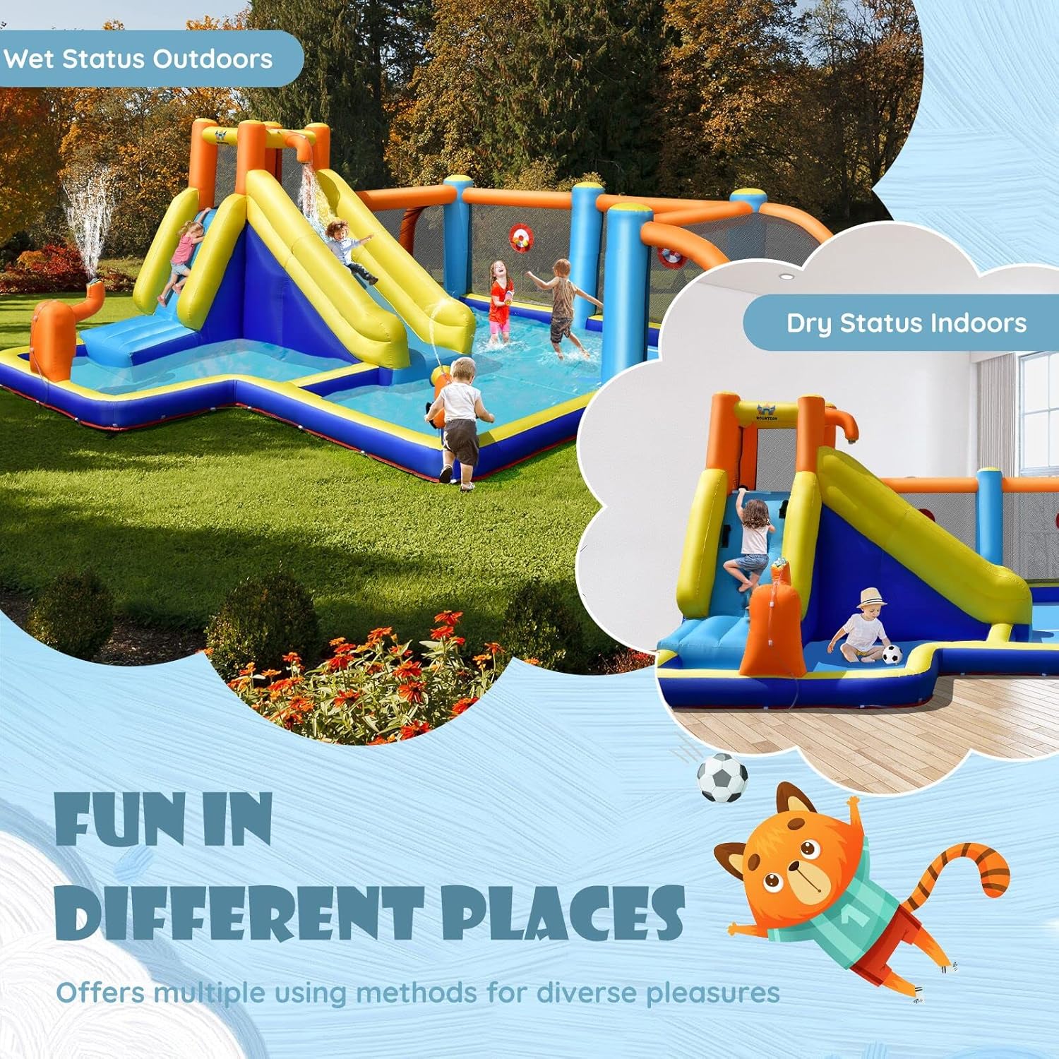 زحليقة مائية قابلة للنفخ، قلعة - مراجعة Kids Outdoor Inflatable وسعره