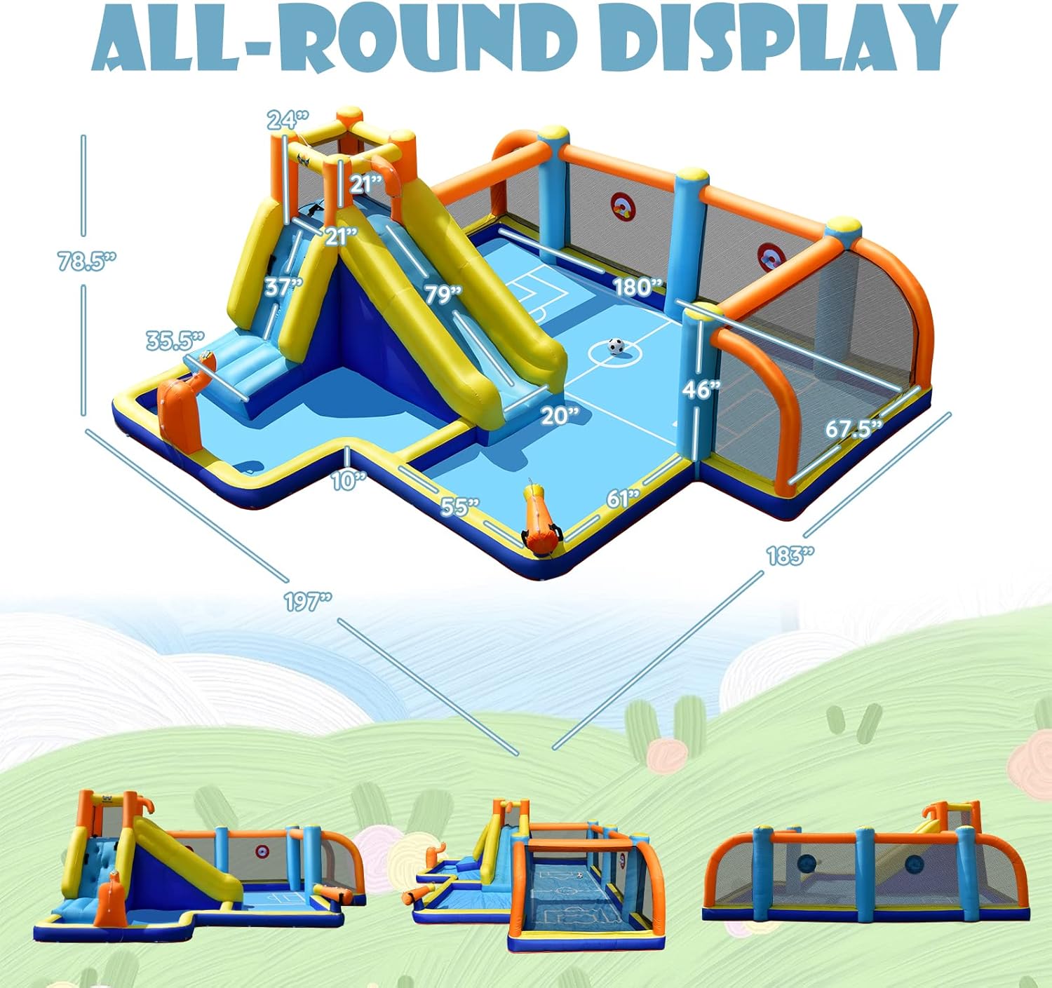 زحليقة مائية قابلة للنفخ، قلعة - مراجعة Kids Outdoor Inflatable وسعره