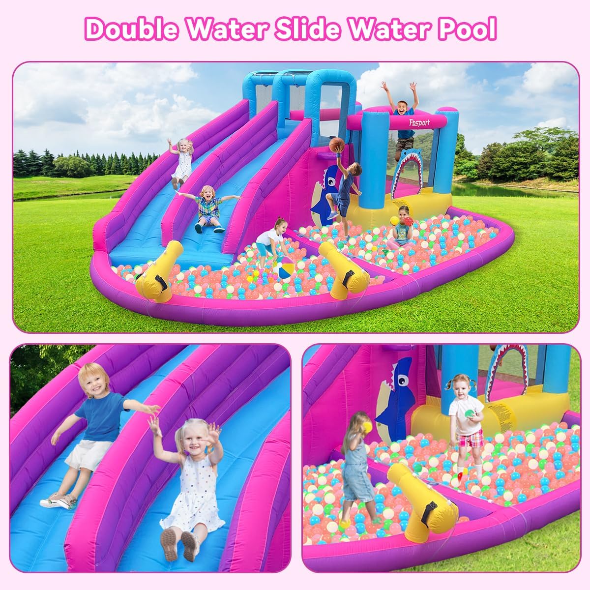 منزلق مائي مزدوج قابل للنفخ لل - مراجعة Kids Outdoor Inflatable وسعره